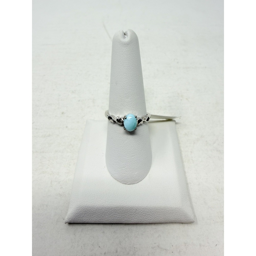 Shop LC Blue Larimar Platinum Over Sterling Silver Size 8 Ring‎ 1.10 cts. 5637